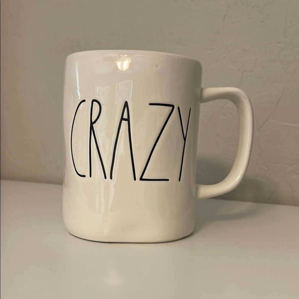 Rae Dunn White and Black Ceramic Mug Crazy